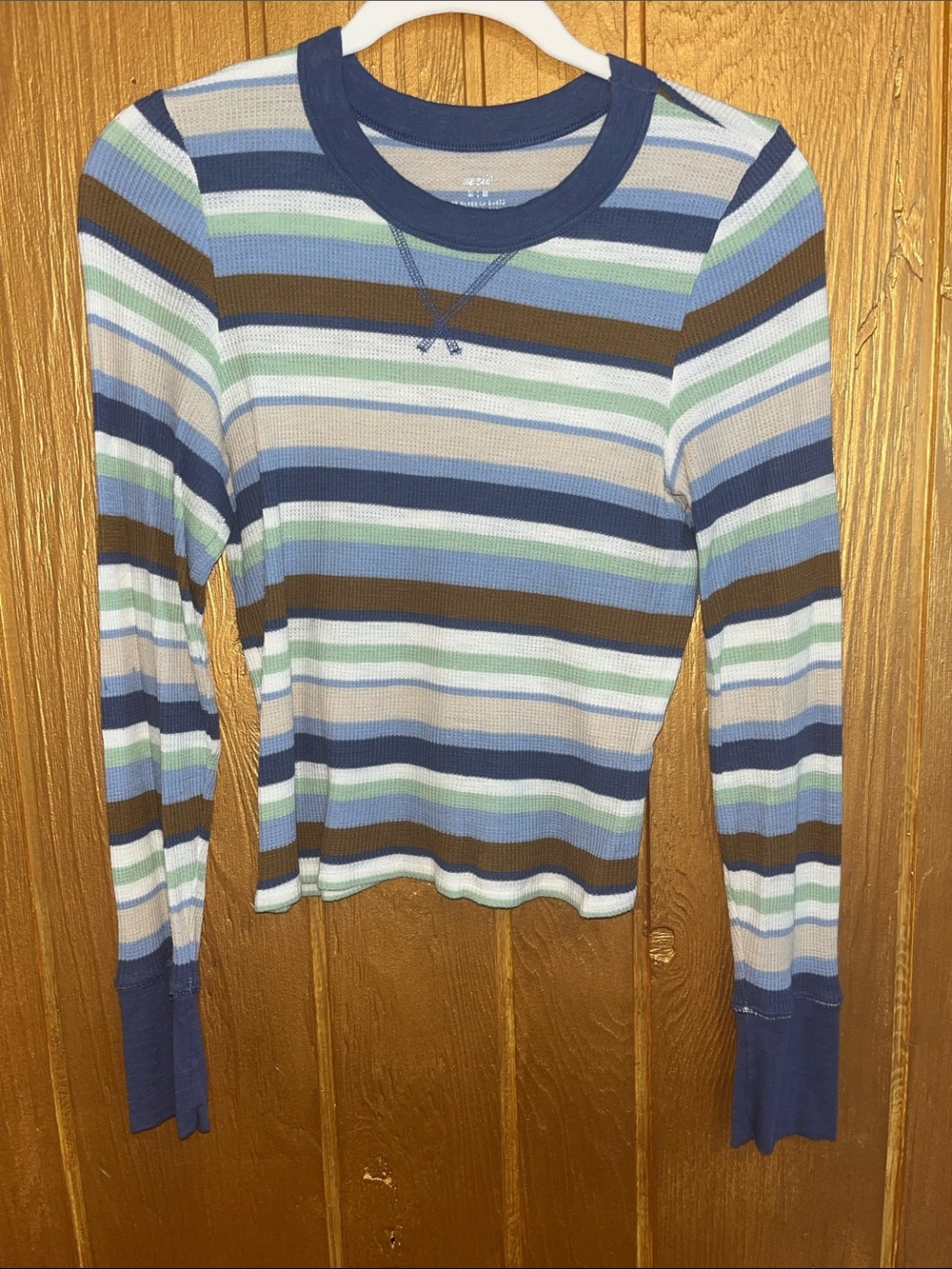 aerie Striped Waffle Knit Long Sleeve Tee